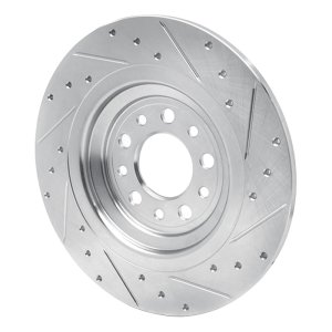 Jeep Cherokee Brake Rotor (1) - Rear Left - R1 Concepts - Drilled & Slotted - Silver - `14-`23